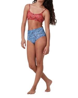 NEW SUBMARINE bandana highs and lows swimsuit bikini set in red/ blue